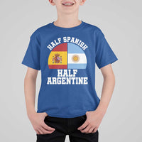 Half Spanish Half Argentine Flag Graphic T Shirt For Kid Proud Spain Argentina Dual Heritage Pride