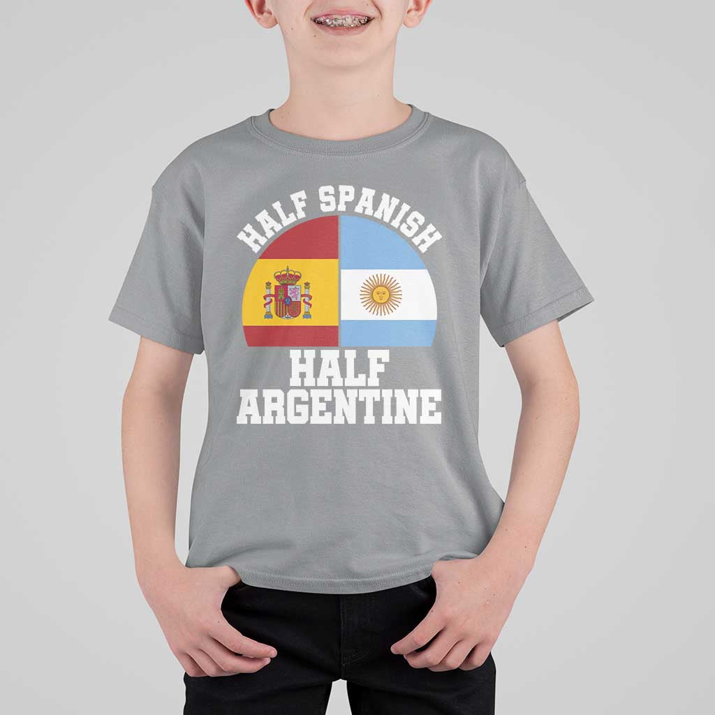 Half Spanish Half Argentine Flag Graphic T Shirt For Kid Proud Spain Argentina Dual Heritage Pride