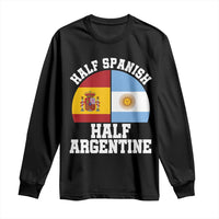 Half Spanish Half Argentine Flag Graphic Long Sleeve Shirt Proud Spain Argentina Dual Heritage Pride