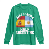 Half Spanish Half Argentine Flag Graphic Long Sleeve Shirt Proud Spain Argentina Dual Heritage Pride