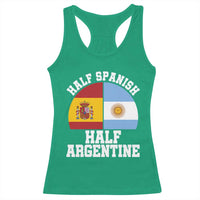 Half Spanish Half Argentine Flag Graphic Racerback Tank Top Proud Spain Argentina Dual Heritage Pride