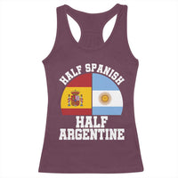 Half Spanish Half Argentine Flag Graphic Racerback Tank Top Proud Spain Argentina Dual Heritage Pride