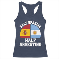 Half Spanish Half Argentine Flag Graphic Racerback Tank Top Proud Spain Argentina Dual Heritage Pride