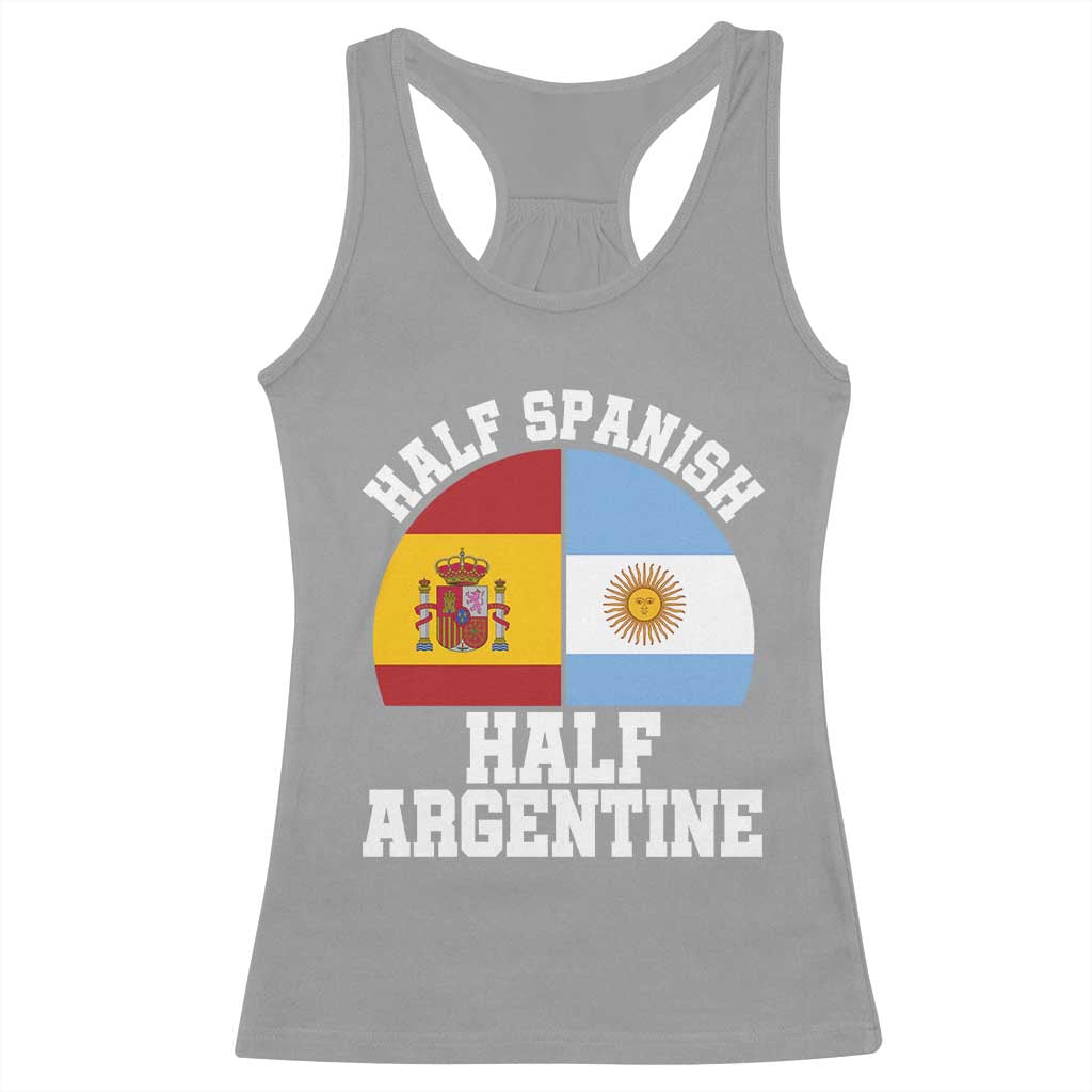 Half Spanish Half Argentine Flag Graphic Racerback Tank Top Proud Spain Argentina Dual Heritage Pride