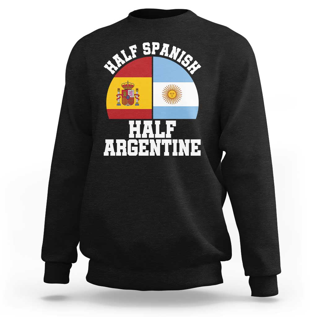 Half Spanish Half Argentine Flag Graphic Sweatshirt Proud Spain Argentina Dual Heritage Pride