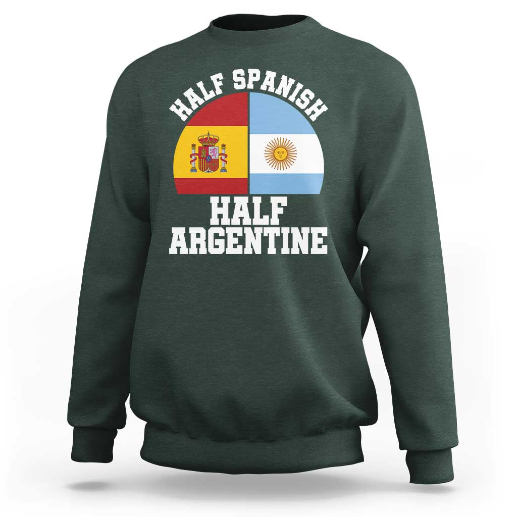 Half Spanish Half Argentine Flag Graphic Sweatshirt Proud Spain Argentina Dual Heritage Pride