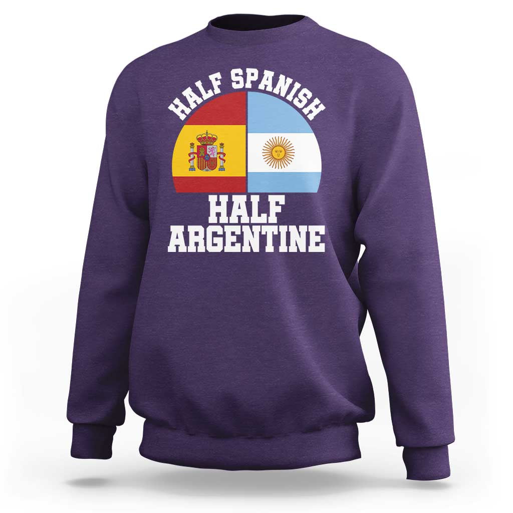 Half Spanish Half Argentine Flag Graphic Sweatshirt Proud Spain Argentina Dual Heritage Pride