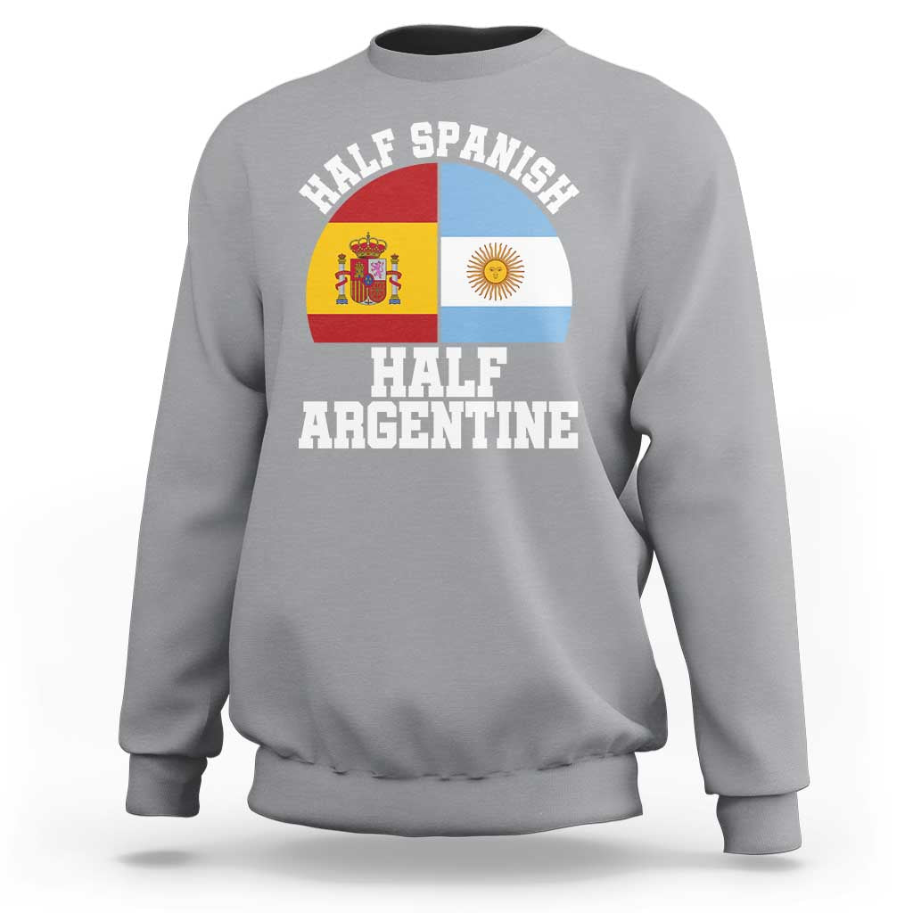 Half Spanish Half Argentine Flag Graphic Sweatshirt Proud Spain Argentina Dual Heritage Pride