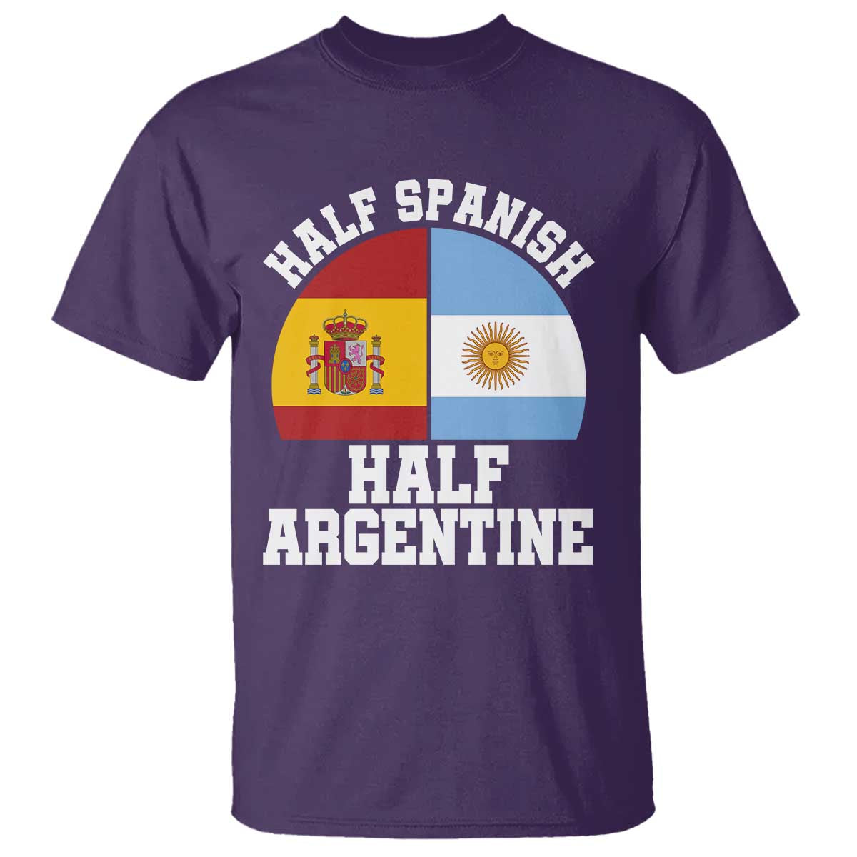 Half Spanish Half Argentine Flag Graphic T Shirt Proud Spain Argentina Dual Heritage Pride