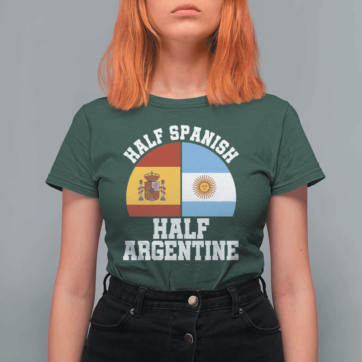 Half Spanish Half Argentine Flag Graphic T Shirt For Women Proud Spain Argentina Dual Heritage Pride