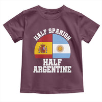 Half Spanish Half Argentine Flag Graphic Toddler T Shirt Proud Spain Argentina Dual Heritage Pride