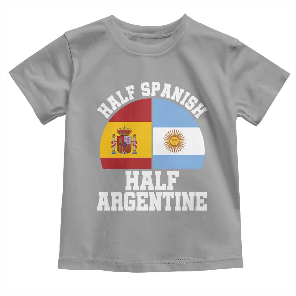 Half Spanish Half Argentine Flag Graphic Toddler T Shirt Proud Spain Argentina Dual Heritage Pride
