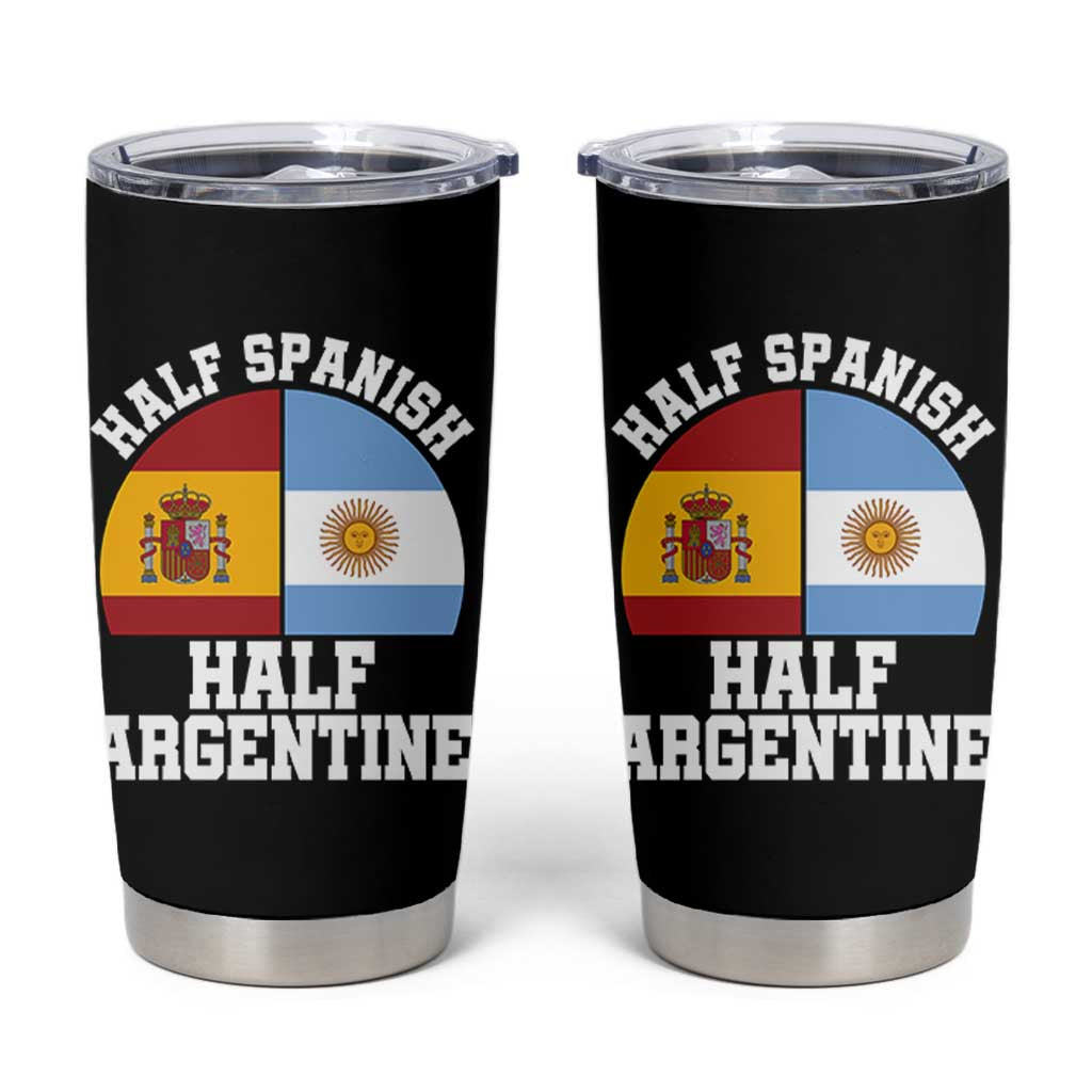 Half Spanish Half Argentine Flag Graphic Tumbler Cup Proud Spain Argentina Dual Heritage Pride