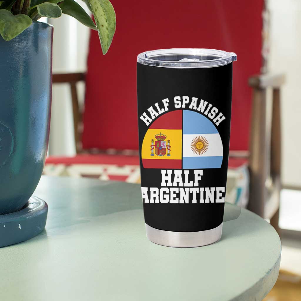 Half Spanish Half Argentine Flag Graphic Tumbler Cup Proud Spain Argentina Dual Heritage Pride