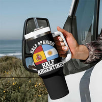 Half Spanish Half Argentine Flag Graphic Tumbler With Handle Proud Spain Argentina Dual Heritage Pride