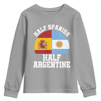 Half Spanish Half Argentine Flag Graphic Youth Sweatshirt Proud Spain Argentina Dual Heritage Pride