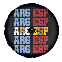 Retro ARG ESP Argentina Espana Flag Typography Graphic Spare Tire Cover Country Code Dual Argentine Spainish Heritage Pride