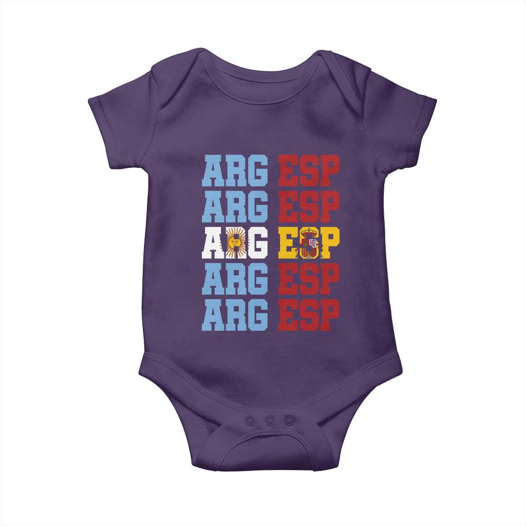 Retro ARG ESP Argentina Espana Flag Typography Graphic Baby Onesie Country Code Dual Argentine Spainish Heritage Pride