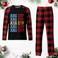 Retro ARG ESP Argentina Espana Flag Typography Graphic Plaid Pajama Set Country Code Dual Argentine Spainish Heritage Pride