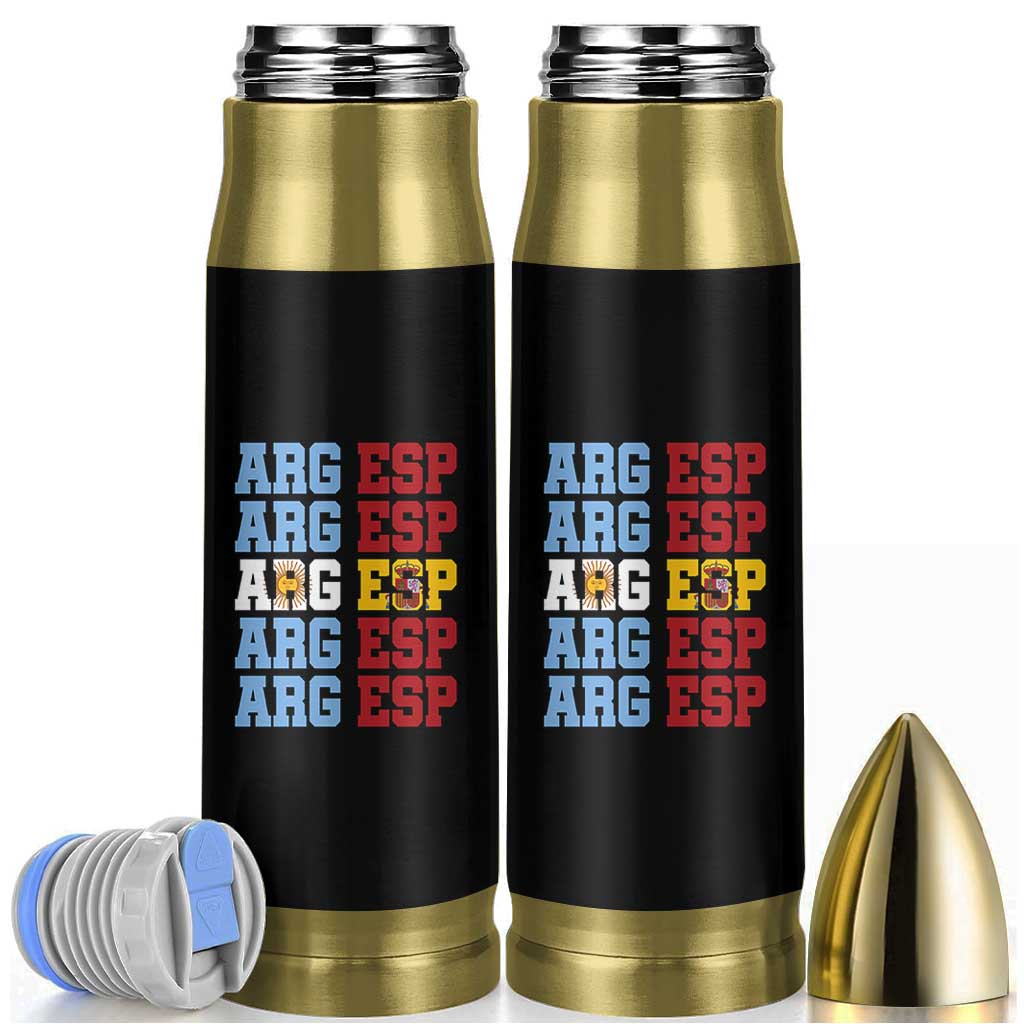 Retro ARG ESP Argentina Espana Flag Typography Graphic Bullet Tumbler Country Code Dual Argentine Spainish Heritage Pride