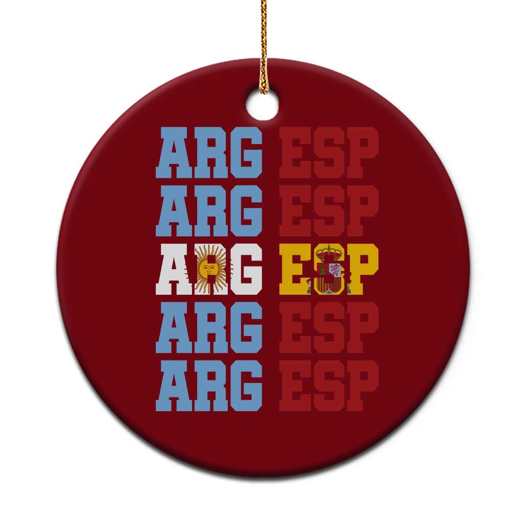 Retro ARG ESP Argentina Espana Flag Typography Graphic Ceramic Ornament Country Code Dual Argentine Spainish Heritage Pride