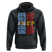 Retro ARG ESP Argentina Espana Flag Typography Graphic Hoodie Country Code Dual Argentine Spainish Heritage Pride