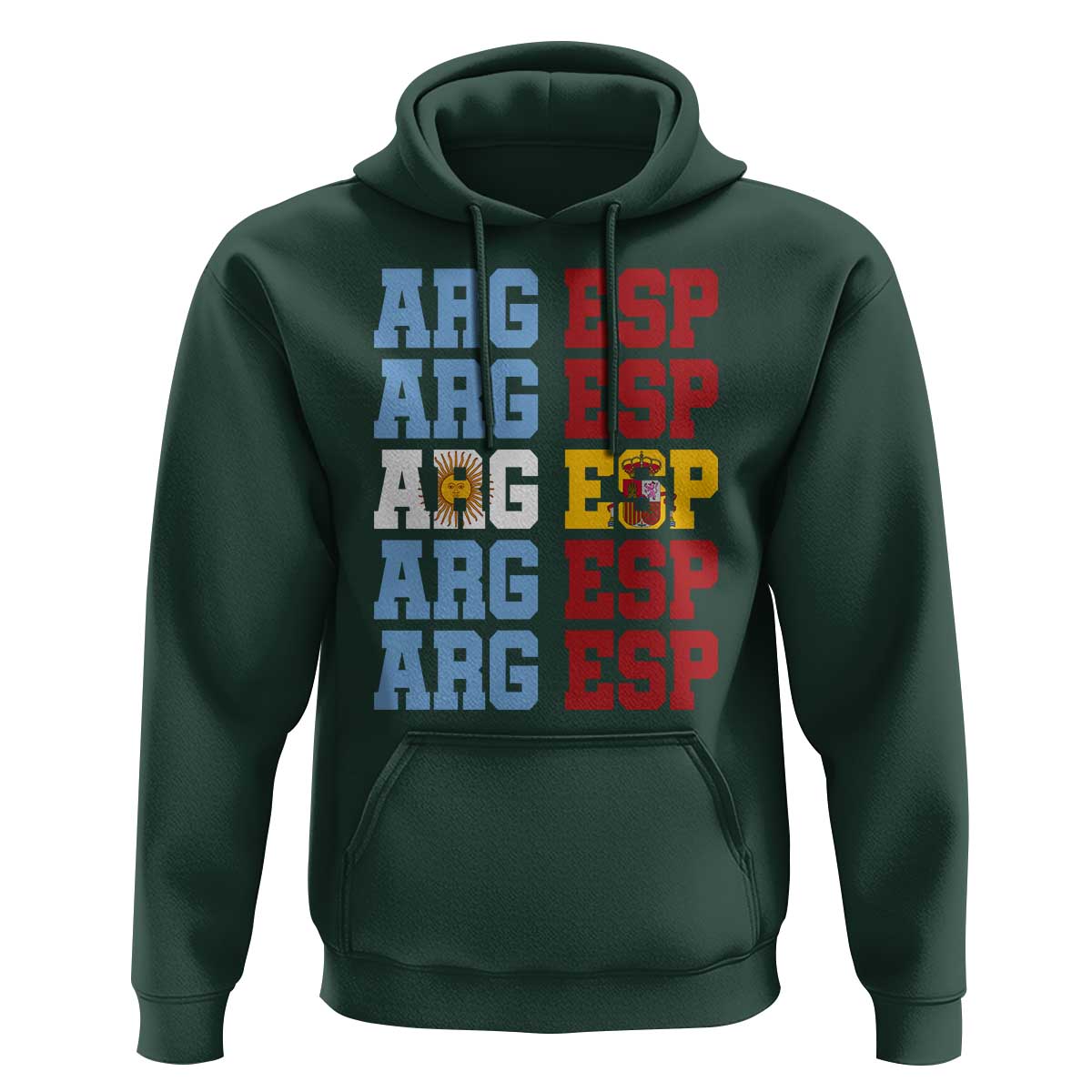 Retro ARG ESP Argentina Espana Flag Typography Graphic Hoodie Country Code Dual Argentine Spainish Heritage Pride