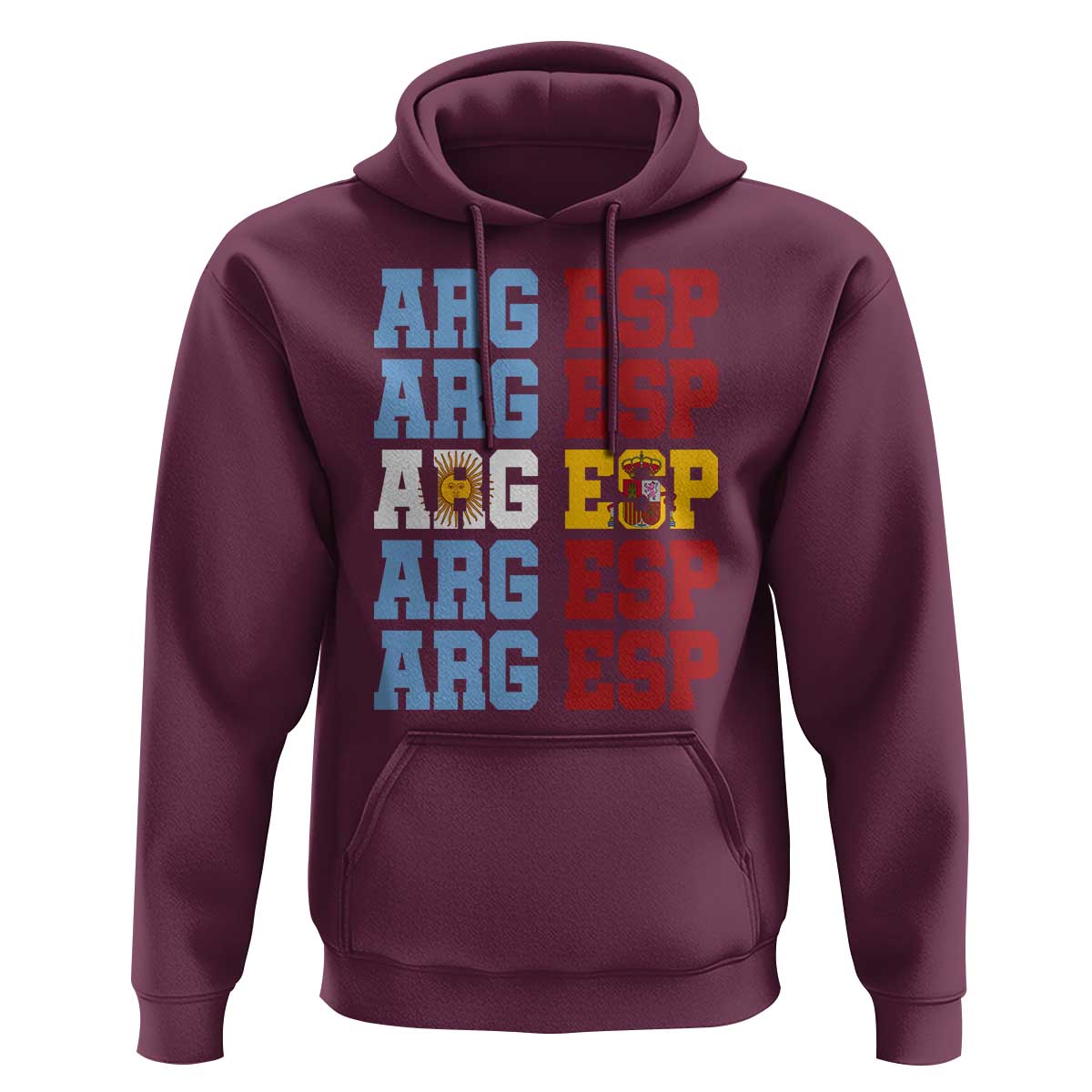Retro ARG ESP Argentina Espana Flag Typography Graphic Hoodie Country Code Dual Argentine Spainish Heritage Pride