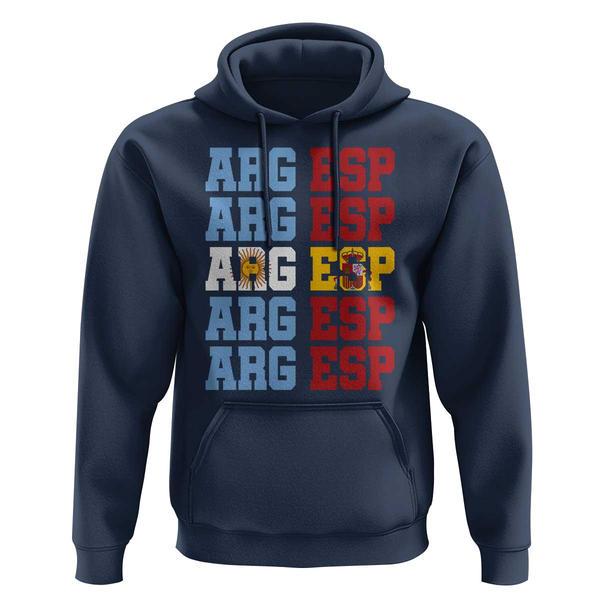 Retro ARG ESP Argentina Espana Flag Typography Graphic Hoodie Country Code Dual Argentine Spainish Heritage Pride