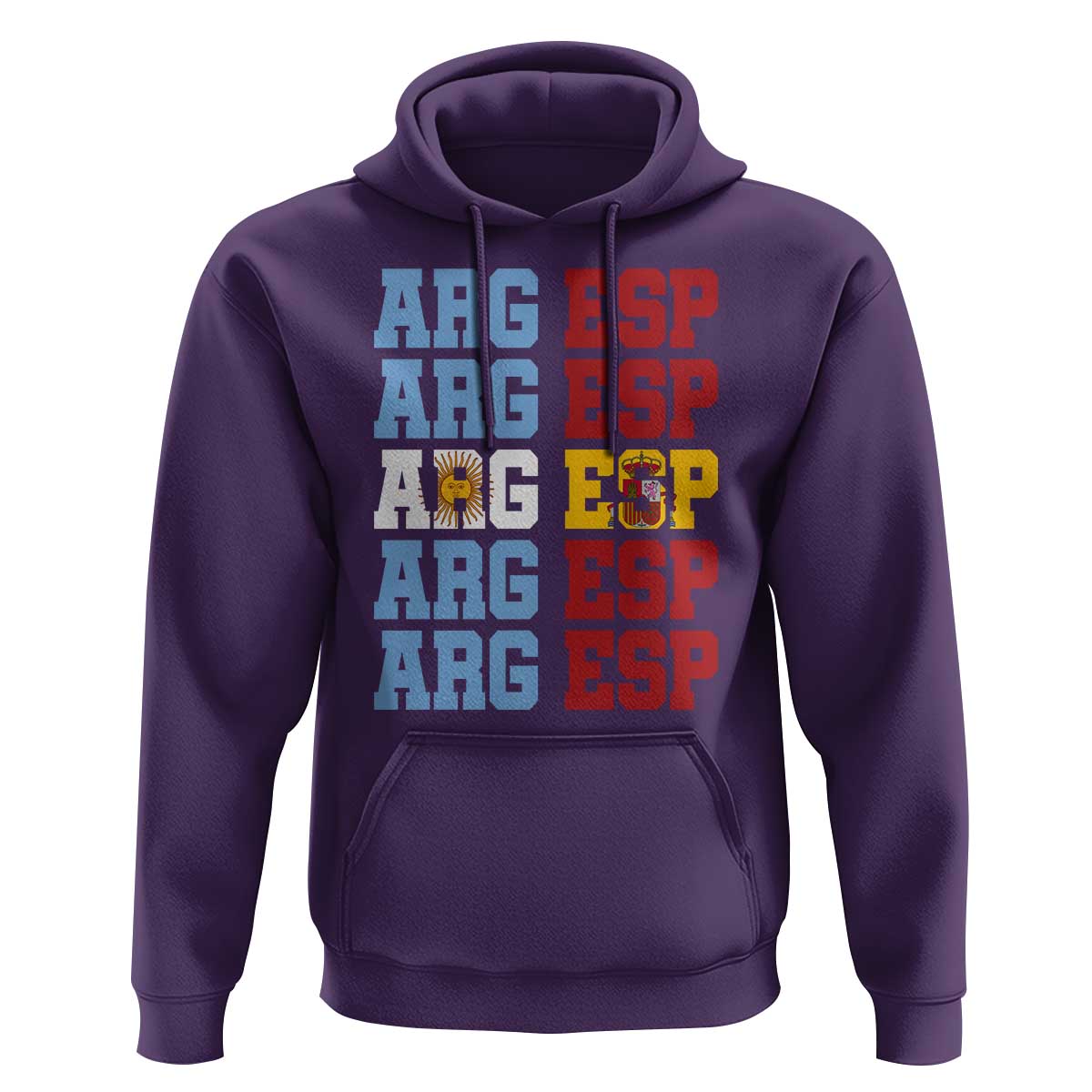 Retro ARG ESP Argentina Espana Flag Typography Graphic Hoodie Country Code Dual Argentine Spainish Heritage Pride