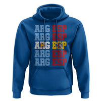 Retro ARG ESP Argentina Espana Flag Typography Graphic Hoodie Country Code Dual Argentine Spainish Heritage Pride