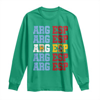 Retro ARG ESP Argentina Espana Flag Typography Graphic Long Sleeve Shirt Country Code Dual Argentine Spainish Heritage Pride