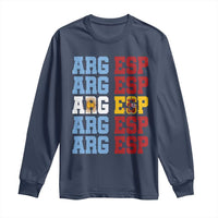 Retro ARG ESP Argentina Espana Flag Typography Graphic Long Sleeve Shirt Country Code Dual Argentine Spainish Heritage Pride