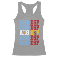 Retro ARG ESP Argentina Espana Flag Typography Graphic Racerback Tank Top Country Code Dual Argentine Spainish Heritage Pride