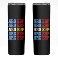 Retro ARG ESP Argentina Espana Flag Typography Graphic Skinny Tumbler Country Code Dual Argentine Spainish Heritage Pride