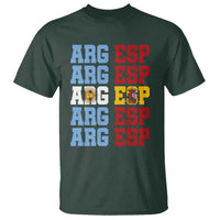 Retro ARG ESP Argentina Espana Flag Typography Graphic T Shirt Country Code Dual Argentine Spainish Heritage Pride