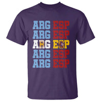 Retro ARG ESP Argentina Espana Flag Typography Graphic T Shirt Country Code Dual Argentine Spainish Heritage Pride