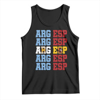 Retro ARG ESP Argentina Espana Flag Typography Graphic Tank Top Country Code Dual Argentine Spainish Heritage Pride