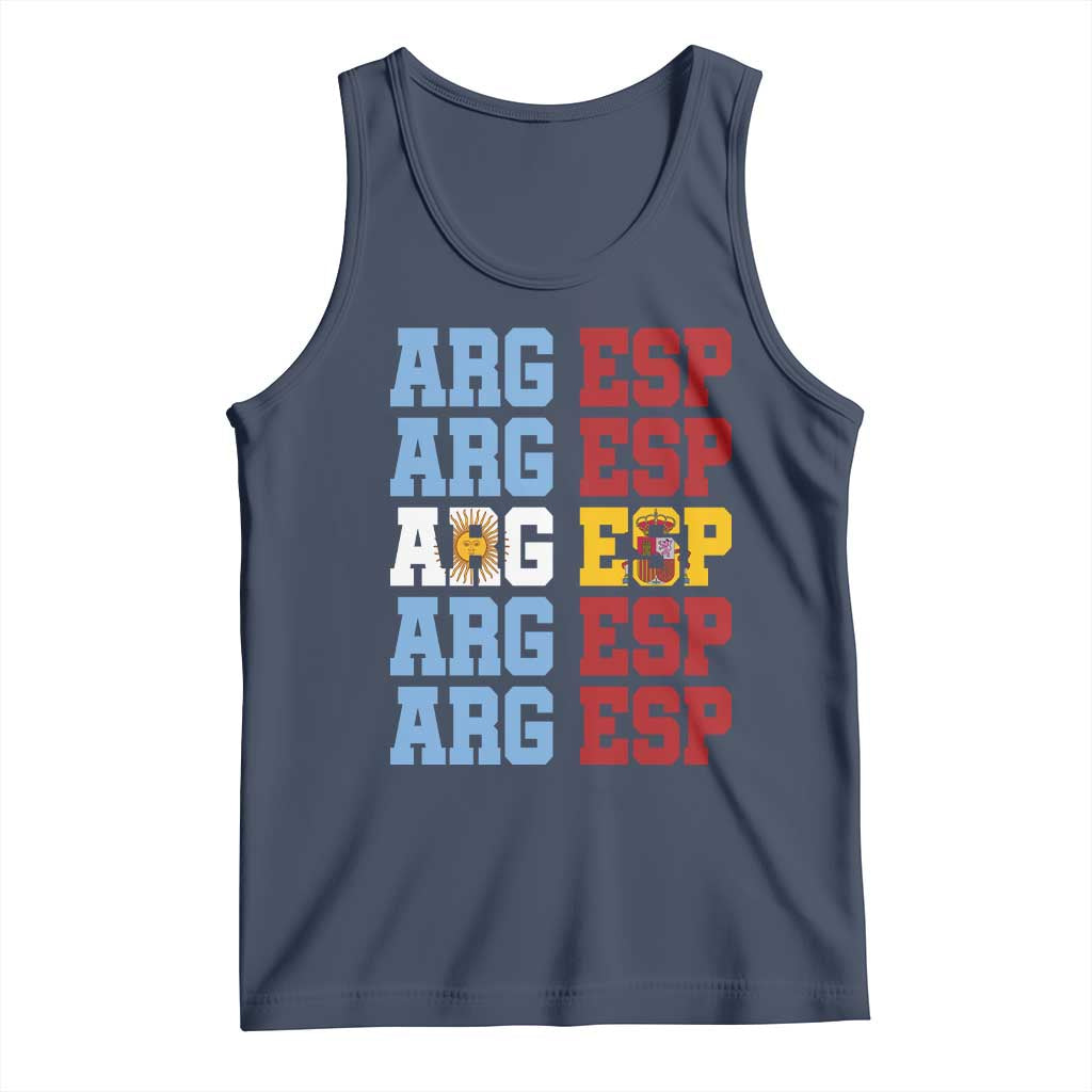Retro ARG ESP Argentina Espana Flag Typography Graphic Tank Top Country Code Dual Argentine Spainish Heritage Pride