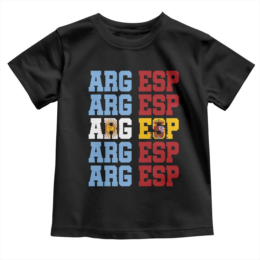 Retro ARG ESP Argentina Espana Flag Typography Graphic Toddler T Shirt Country Code Dual Argentine Spainish Heritage Pride