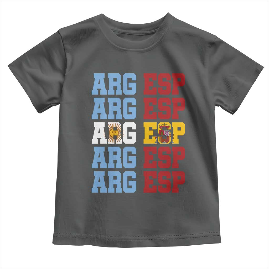 Retro ARG ESP Argentina Espana Flag Typography Graphic Toddler T Shirt Country Code Dual Argentine Spainish Heritage Pride