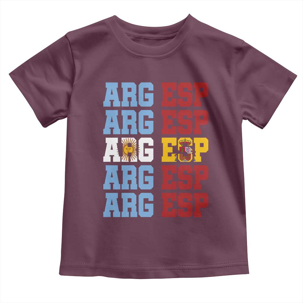 Retro ARG ESP Argentina Espana Flag Typography Graphic Toddler T Shirt Country Code Dual Argentine Spainish Heritage Pride