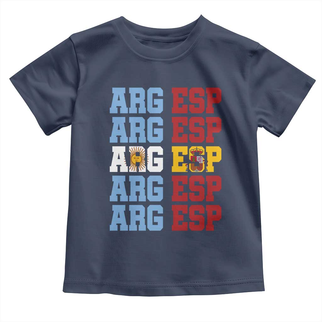 Retro ARG ESP Argentina Espana Flag Typography Graphic Toddler T Shirt Country Code Dual Argentine Spainish Heritage Pride