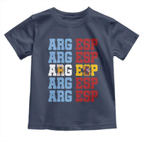 Retro ARG ESP Argentina Espana Flag Typography Graphic Toddler T Shirt Country Code Dual Argentine Spainish Heritage Pride