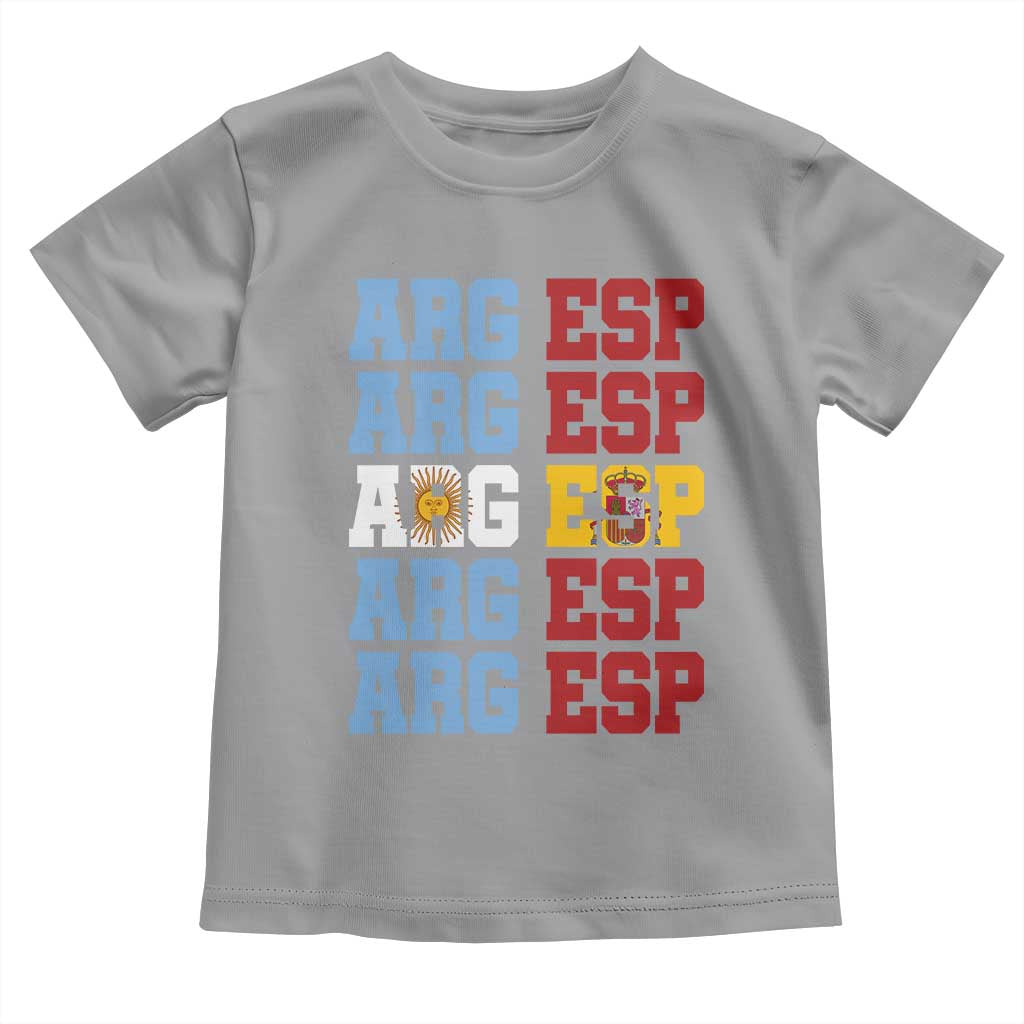 Retro ARG ESP Argentina Espana Flag Typography Graphic Toddler T Shirt Country Code Dual Argentine Spainish Heritage Pride