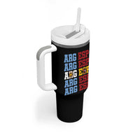 Retro ARG ESP Argentina Espana Flag Typography Graphic Tumbler With Handle Country Code Dual Argentine Spainish Heritage Pride