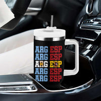 Retro ARG ESP Argentina Espana Flag Typography Graphic Tumbler With Handle Country Code Dual Argentine Spainish Heritage Pride