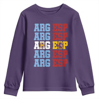 Retro ARG ESP Argentina Espana Flag Typography Graphic Youth Sweatshirt Country Code Dual Argentine Spainish Heritage Pride