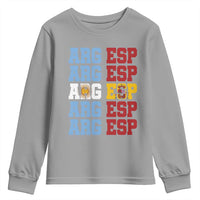 Retro ARG ESP Argentina Espana Flag Typography Graphic Youth Sweatshirt Country Code Dual Argentine Spainish Heritage Pride