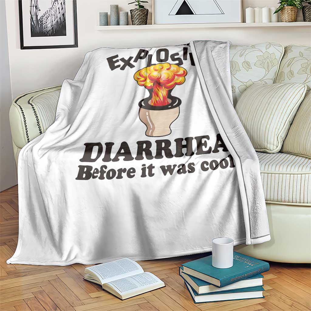 Funny Toilet Mushroom Cloud Gag Graphic Throw Blanket I Was Having Explosive Diarrhea Before It Was Cool